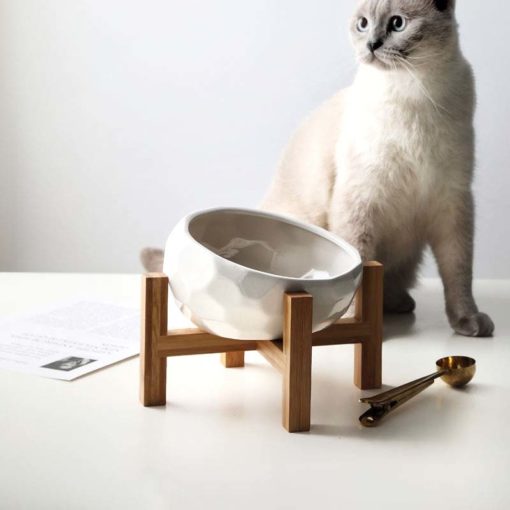Bol en céramique texturé diamant avec un chat