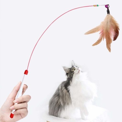 Perche en fil d'acier "Comète" avec jouets plumes ou tissus – Image 3