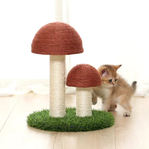 Arbre griffoir double champignon 36cm - Image 3