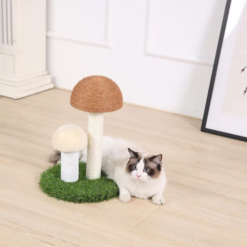 Arbre griffoir double champignon 36cm - Image 7
