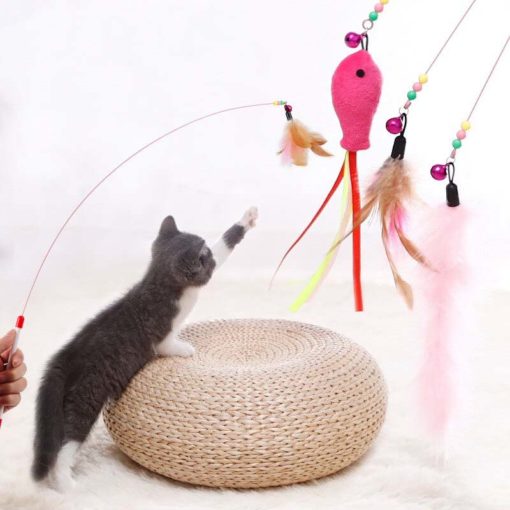 Perche en fil d'acier "Comète" avec jouets plumes ou tissus – Image 5