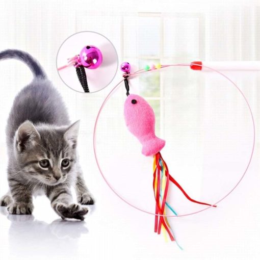 Perche en fil d'acier "Comète" avec jouets plumes ou tissus – Image 6