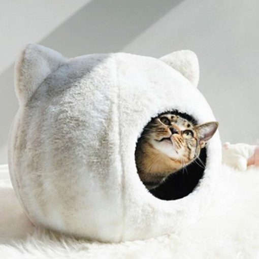 Cabane en peluche tête de chat