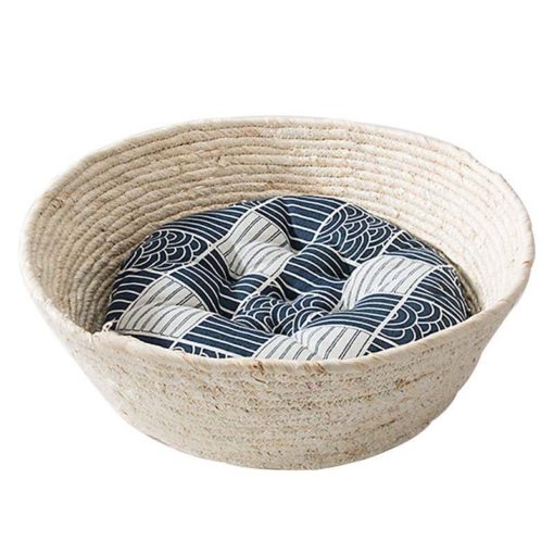 Panier en paille avec coussin - Image 5