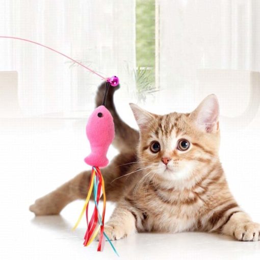 Perche en fil d'acier "Comète" avec jouets plumes ou tissus – Image 9