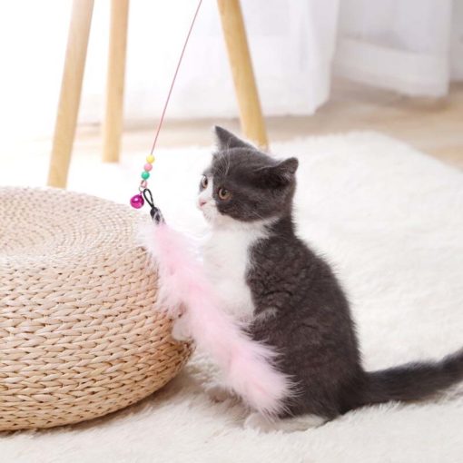 Perche en fil d'acier "Comète" avec jouets plumes ou tissus