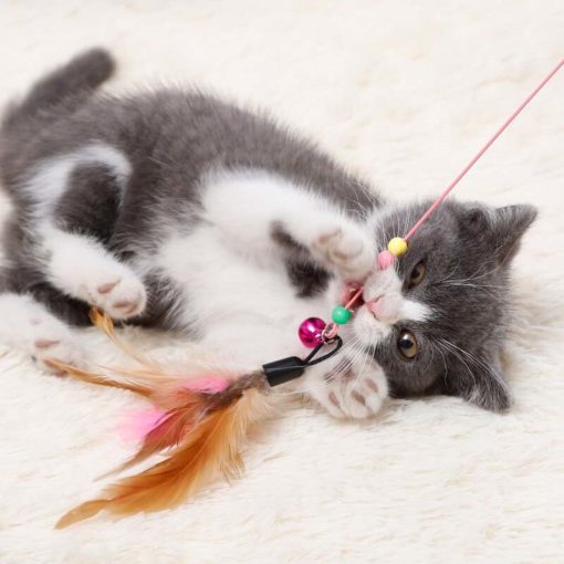 Perche en fil d'acier "Comète" avec jouets plumes ou tissus – Image 2
