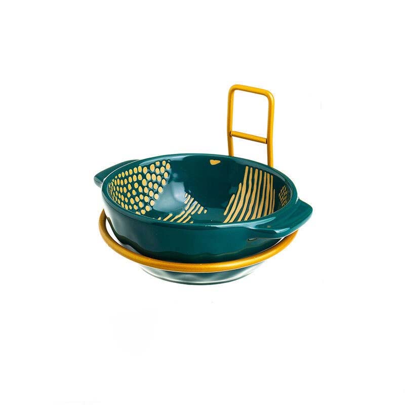 Bol vert motif doré support doré