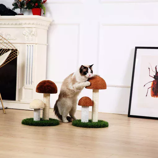 Arbre griffoir double champignon 36cm – Image 9