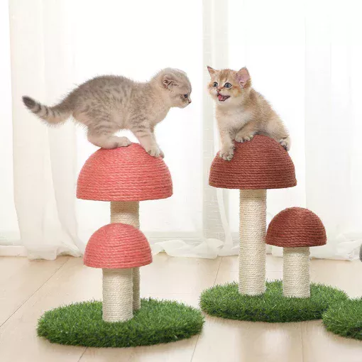 Arbre griffoir double champignon 36cm – Image 2