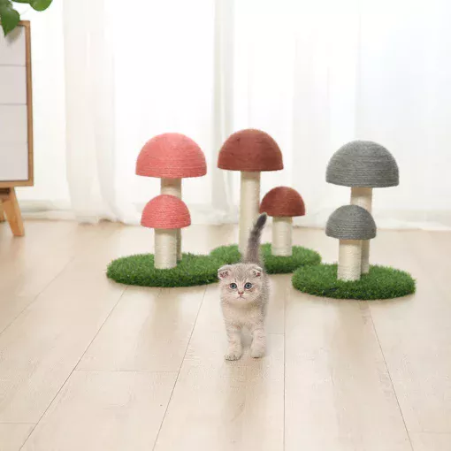 Arbre griffoir double champignon 36cm – Image 6