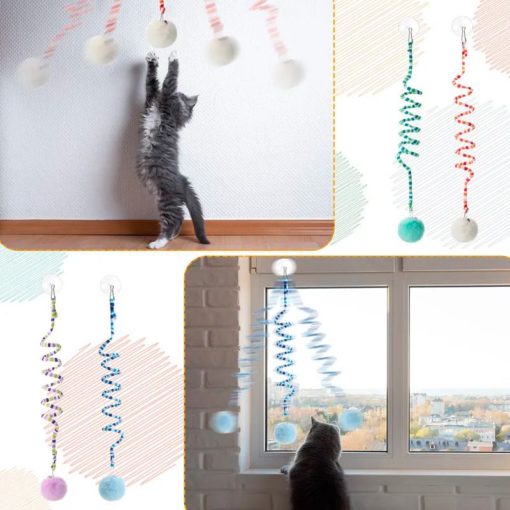 Jouet pour chat suspendu "Poing Boing", tissus et ressort – Image 6