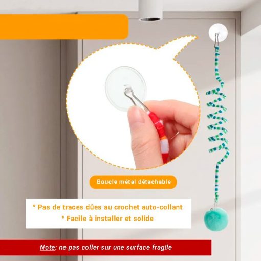 Jouet pour chat suspendu "Poing Boing", tissus et ressort – Image 13