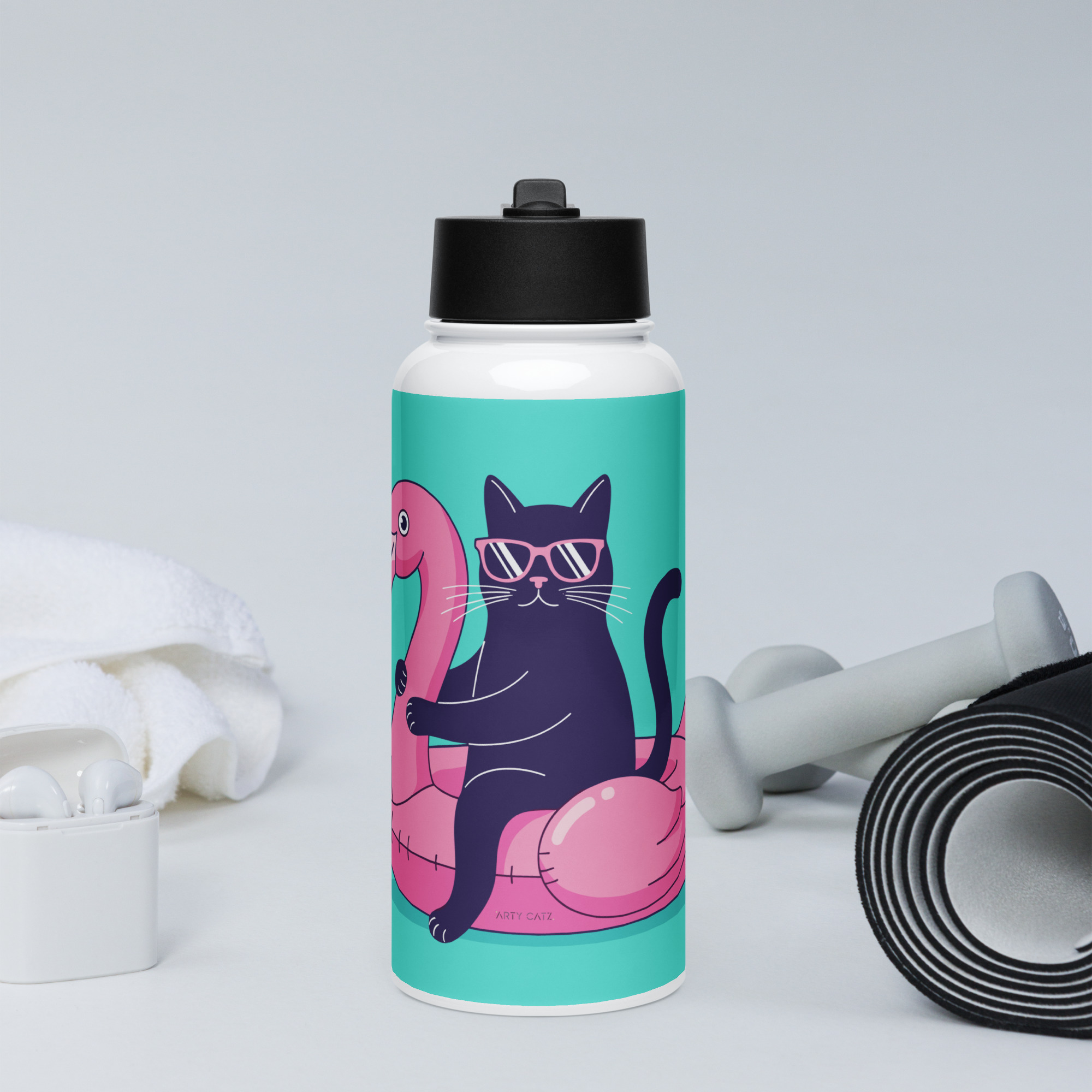 Bouteille d'eau en acier inoxydable avec paille – Image 9