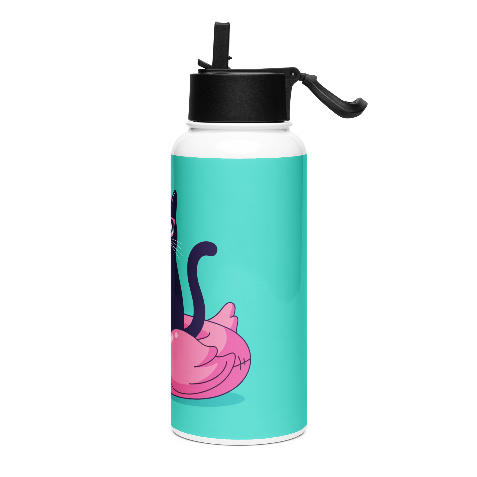 Bouteille d'eau en acier inoxydable avec paille – Image 3